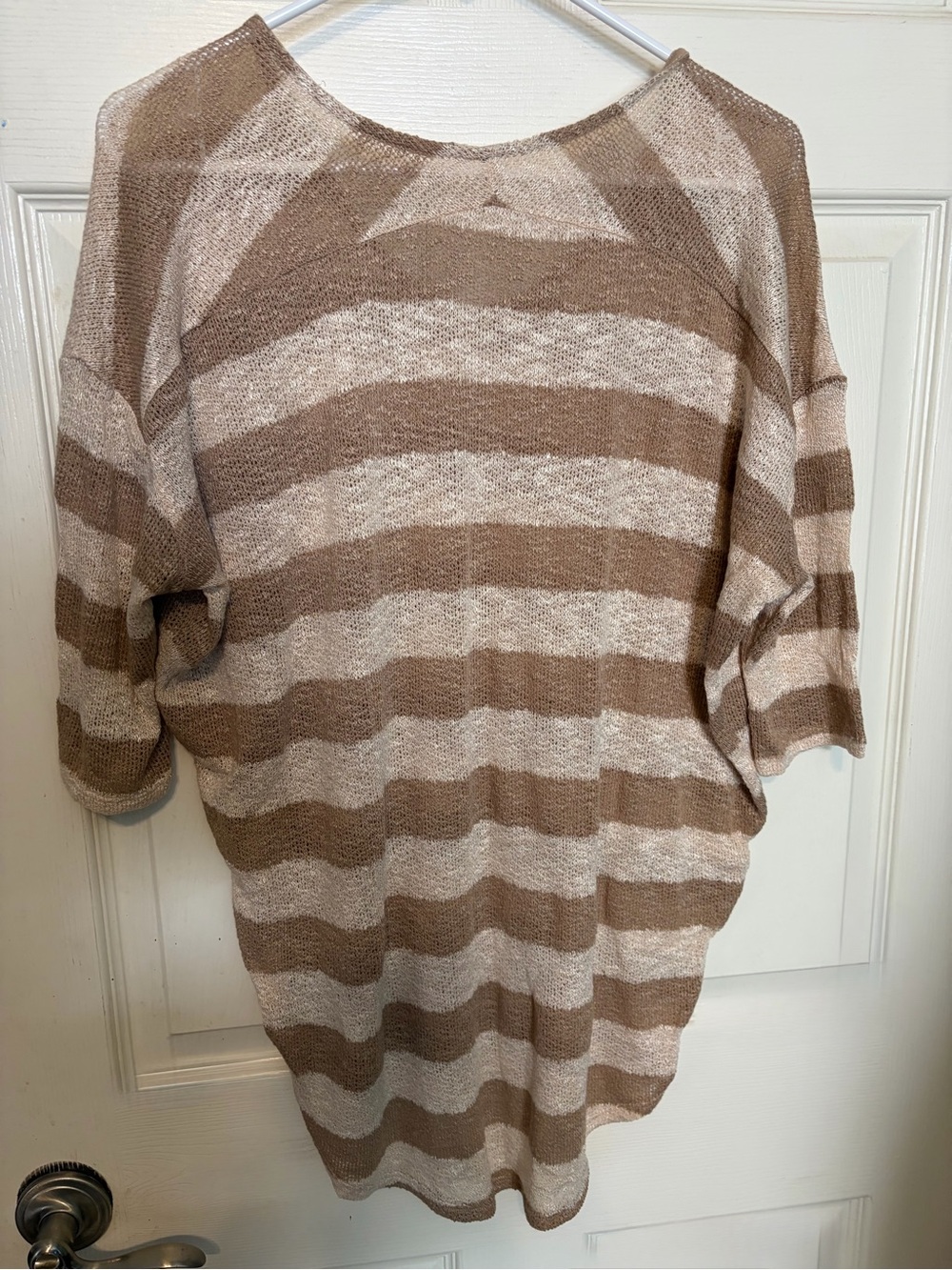 Women’s Striped Short-Sleeve Top - Beige & Cream - Picture 4 of 4